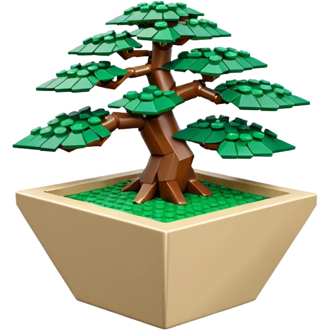 Completely Empty(freshly made, no tree in it) Lego bonsai pot with triangular angular faceted asymmetrical original shaped body  emoji
