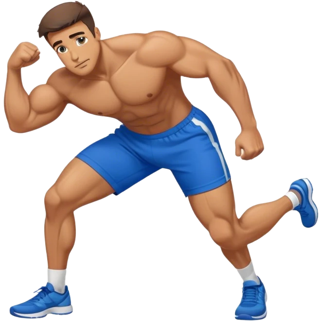 buff man blue shorts plank exercise emoji