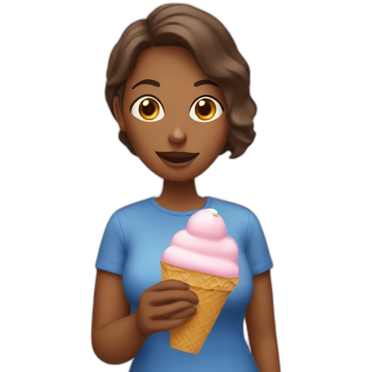 Lady with bag eat ice cream emoji