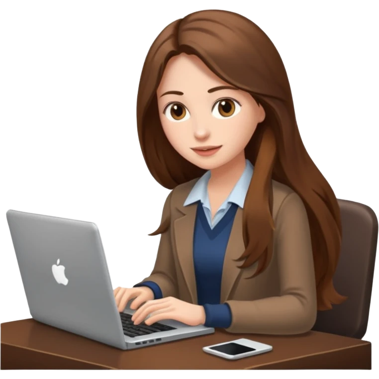 mujer pelo castaño largo  ganando dinero online emoji
