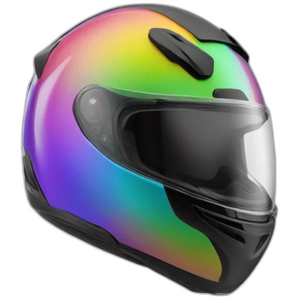 rainbow chrome motorcycle helmet emoji