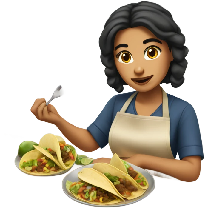 Mexican girl cooking tacos emoji