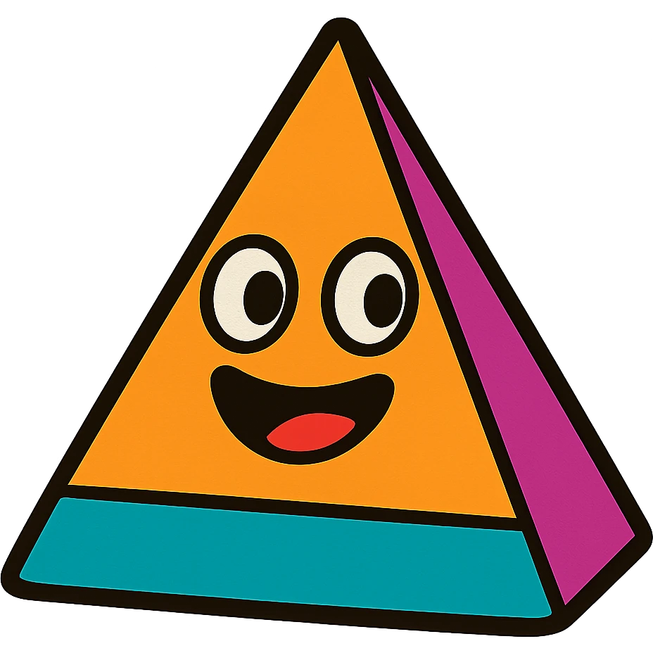 colorful large triangle, cartoon style emoji