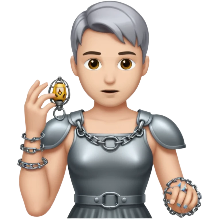 Submissive man wearing feminine clothes and chastity cage emoji