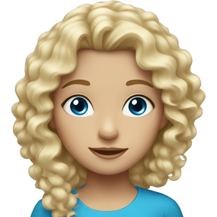 Blonde curly hair girl with blue eyes emoji