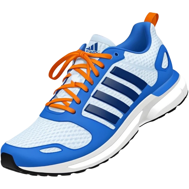 Adidas blue and white running shoes with orange shoe laces emoji