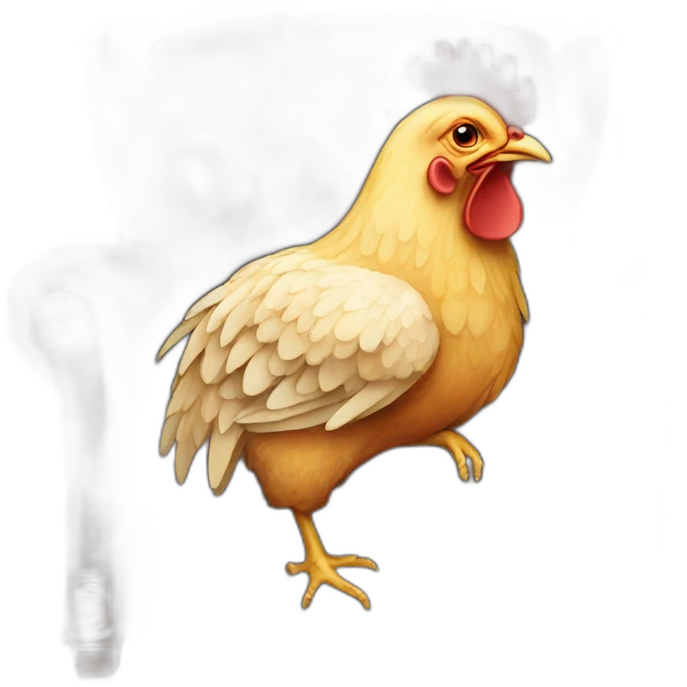 Chicken sitting on a couch drinking beer emoji