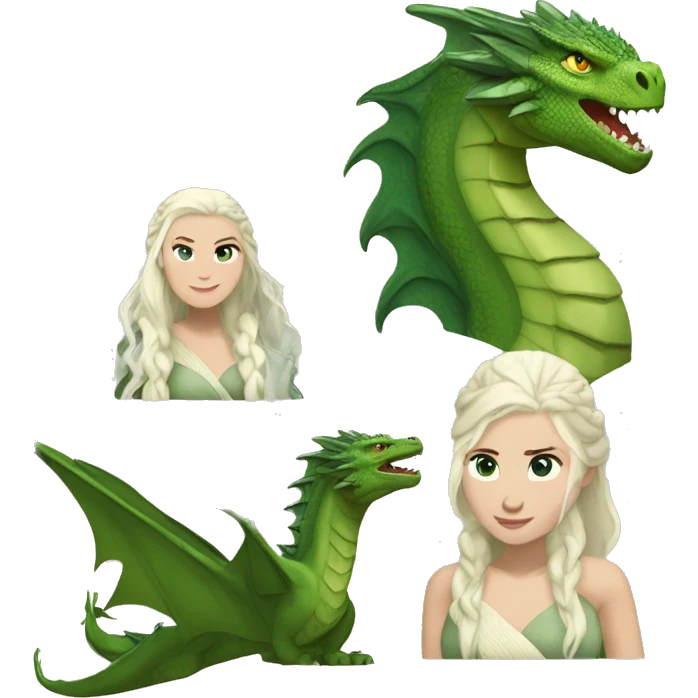 daenerys targaryen with dragon, rhaegal and viseryon   emoji