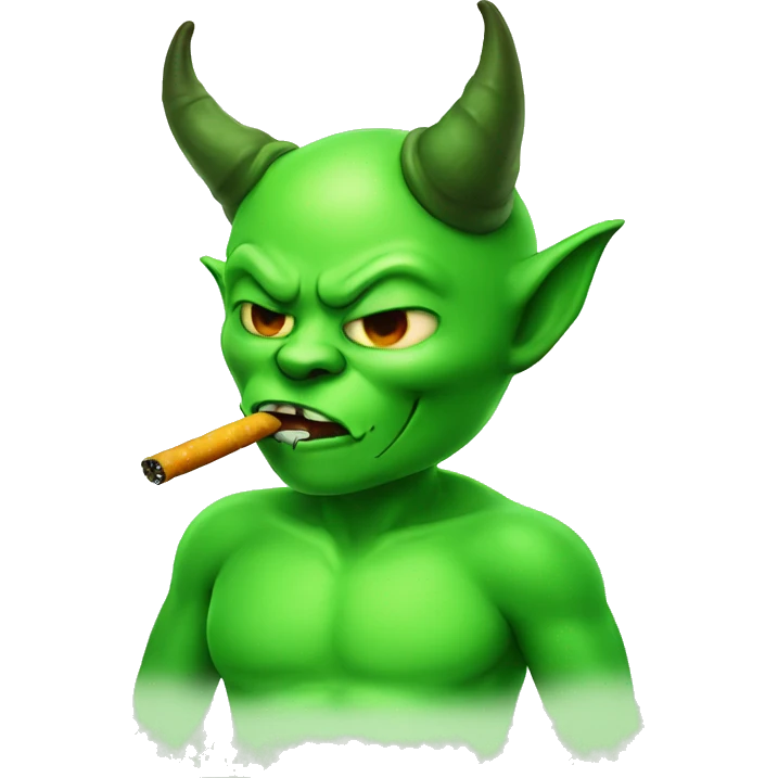 cute green devil smoking emoji