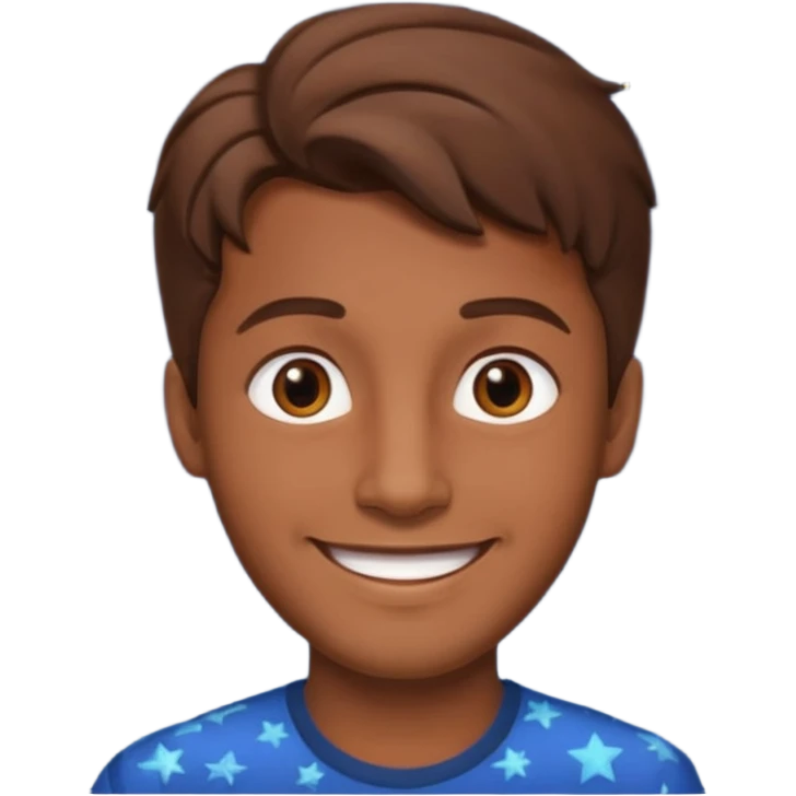 Color de piel moreno los ojos ke sean de estrella riéndose y pelo café hombre  el pelo asialado🤩pelo asía a bajo o y los ojos de estrellas emoji