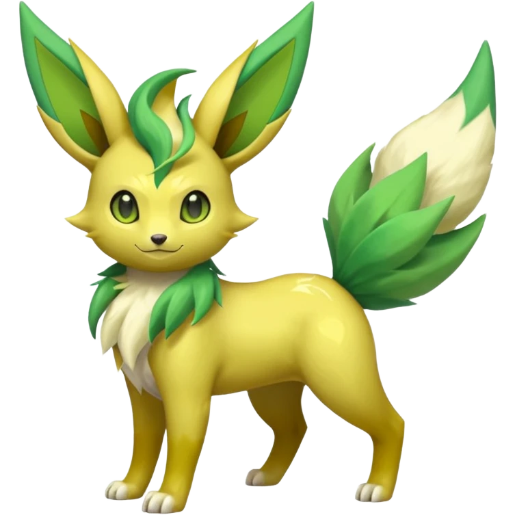 Shiny 4-legged Electrike-Virizion-Leafeon-Sprigatito-fusion, full body emoji