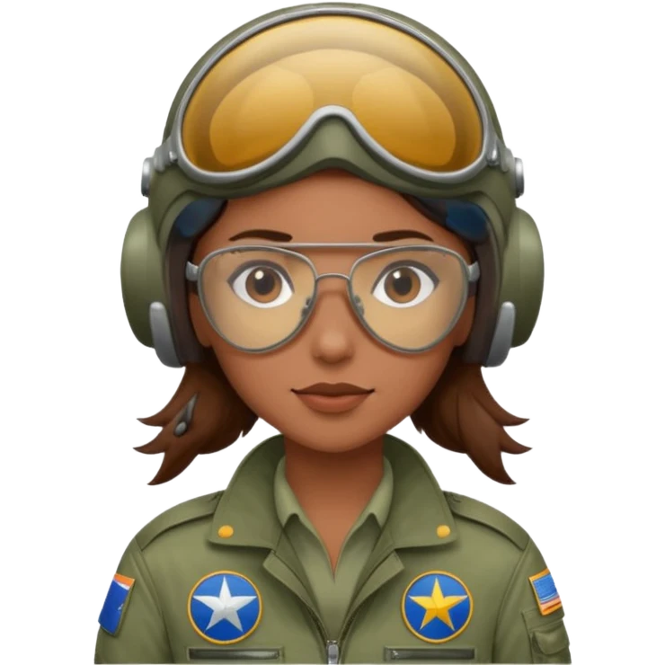 A female pilot with medium skin and tied-back brown hair emoji