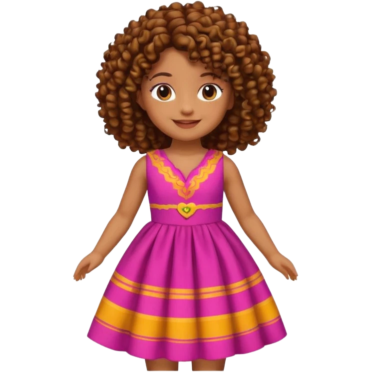 Crie uma boneca morena com cabelo cacheado emoji