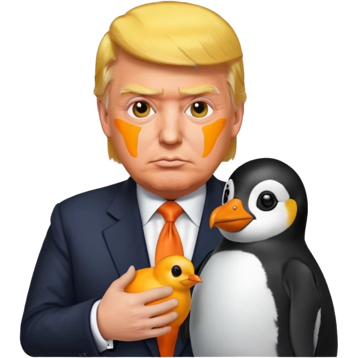 trump 抱企鹅 黄色脸emoji emoji