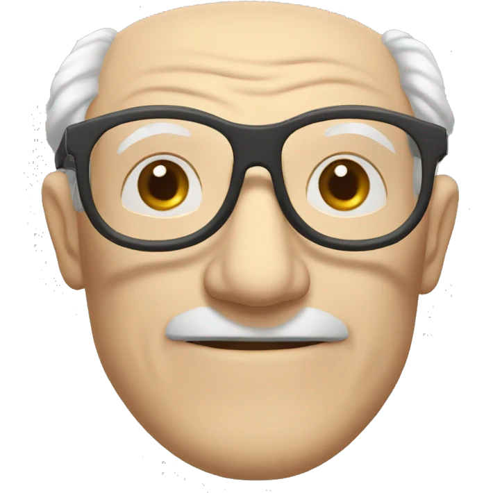 professor old white man with glasses, wrinkly face, wireless earbuds, round head, balding emoji