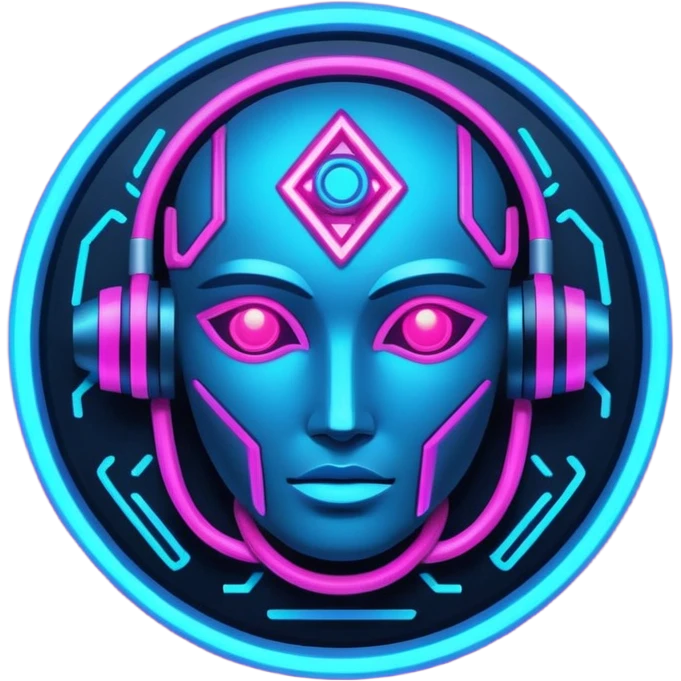 neon cyberpunk-themed icon representing artistic talent emoji