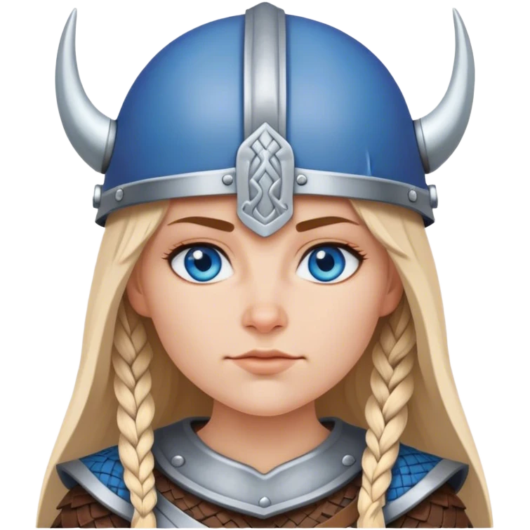 vikinga rubia con ojos celestes y casco emoji