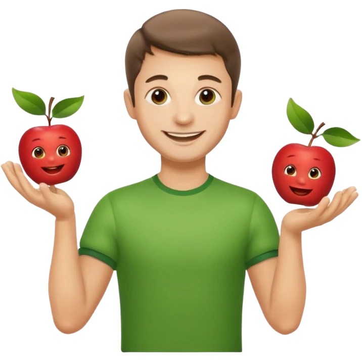 a Circus cute zelensky juggling two apple emoji
