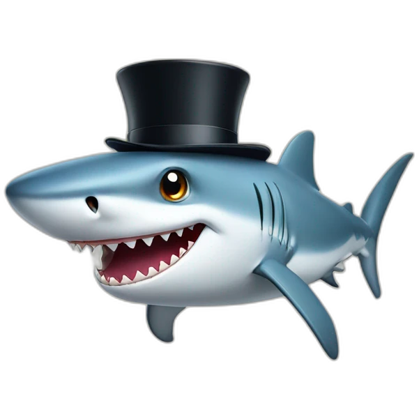 Shark with a top hat emoji