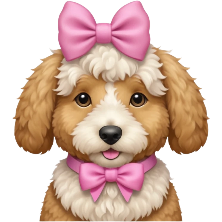 Cute Golden doodle with pink bow emoji
