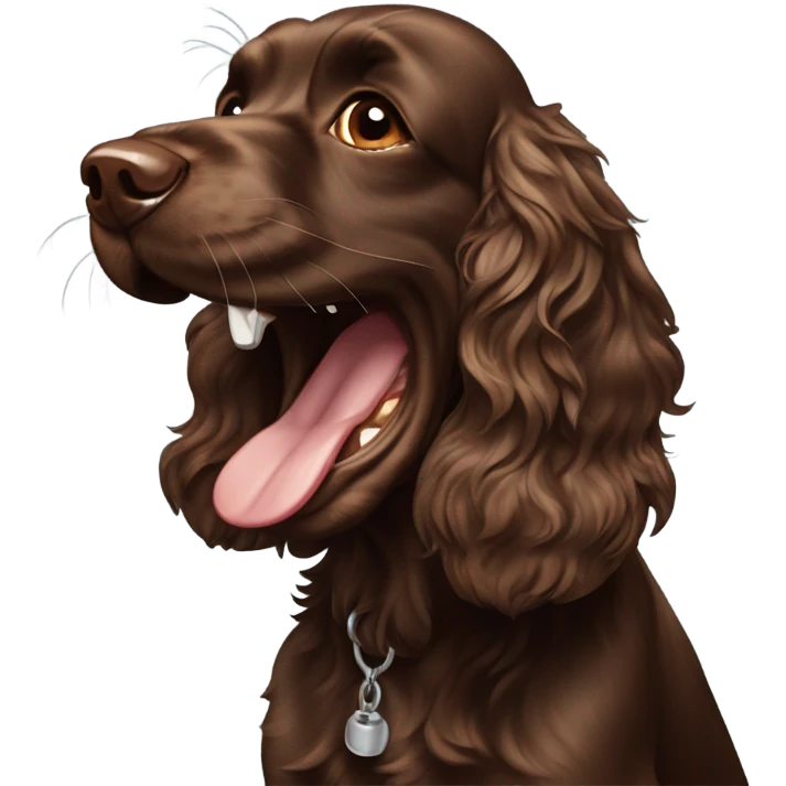 Chocolate brown cocker spaniel laughing emoji
