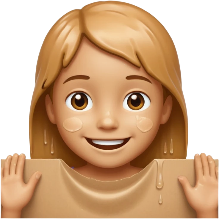 a child with wet cardboard skin tone, smiling emoji