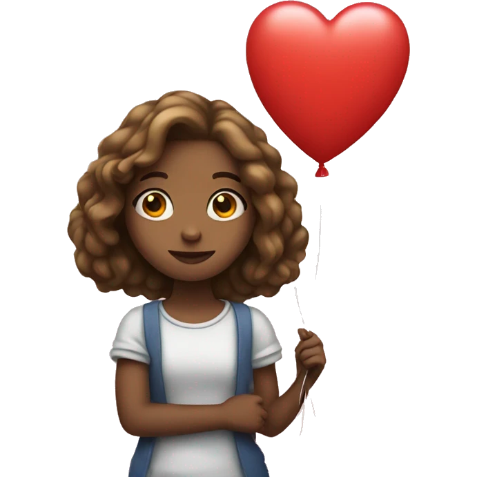 Girl holding heart balloon  emoji