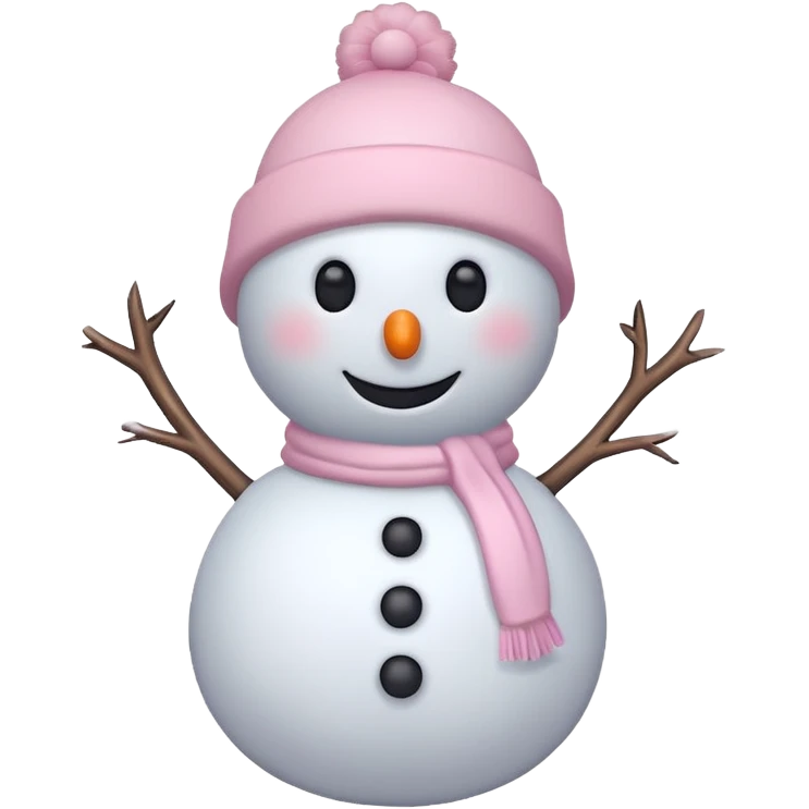 Cute white and light pink snowman emoji