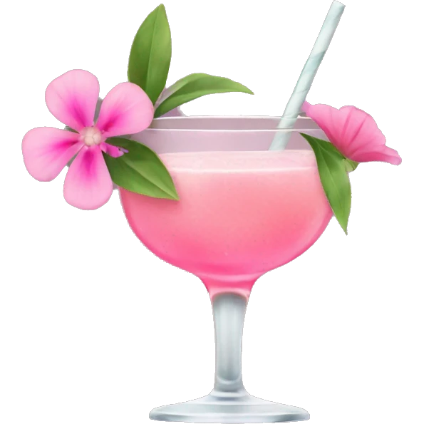 Cocktail with pink flowers emoji