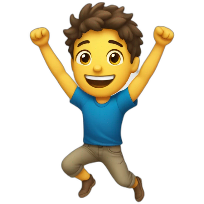 joven muchacho festejando con los brazos hacia arriba feliz emoji