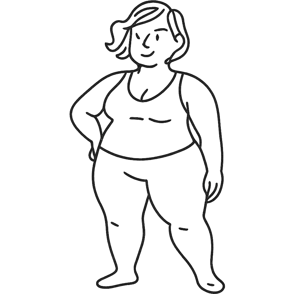 hand-drawn outlined icon of a confident curvy woman emoji