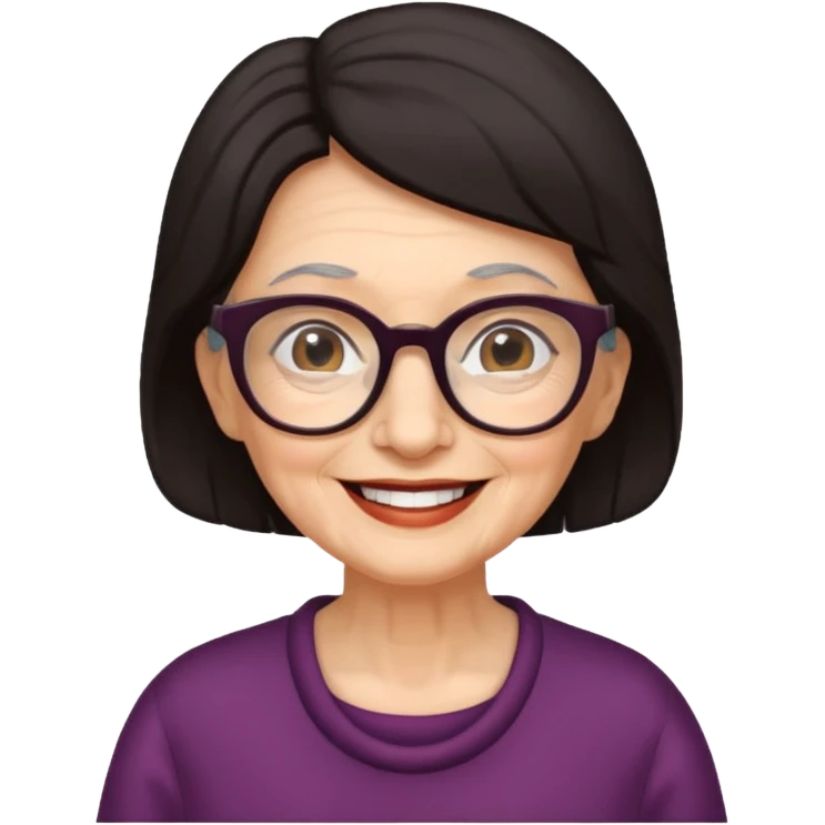 Old woman dark hair glasses emoji