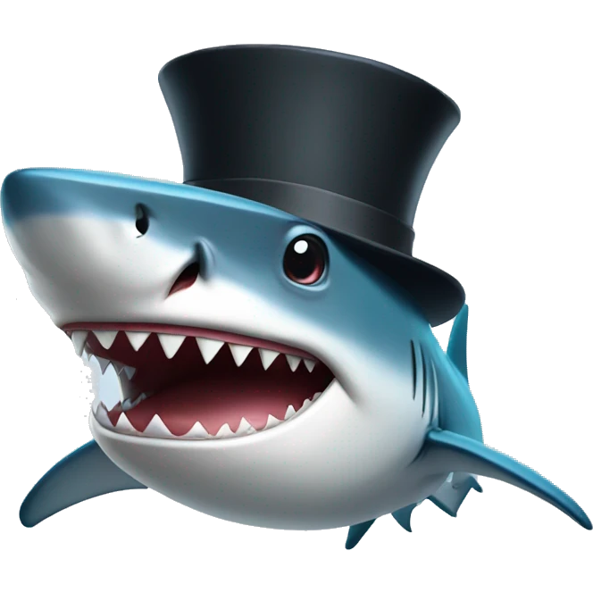 Shark with a top hat emoji
