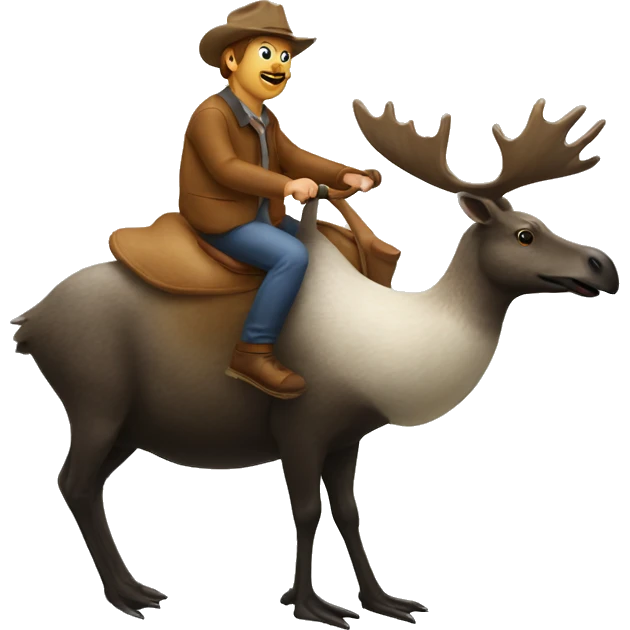 Goose riding a moose emoji