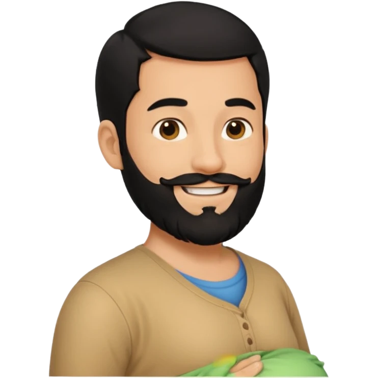 pregnant man with black beard and hair, side view emoji