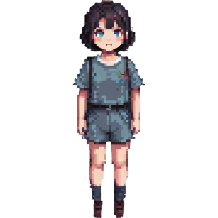 pixel art of a girl with short hair standing emoji
