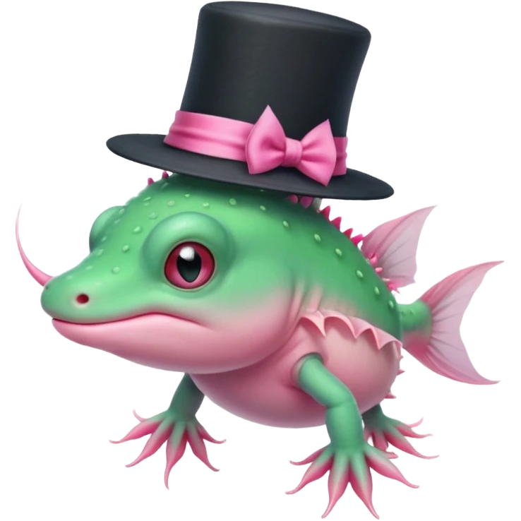 green axolotl with magician hat emoji