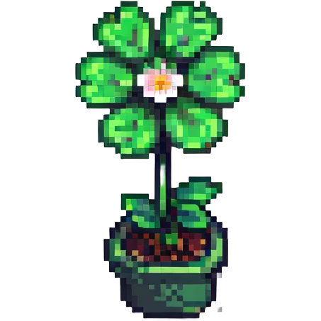 a clover with a flower, pixel art style emoji