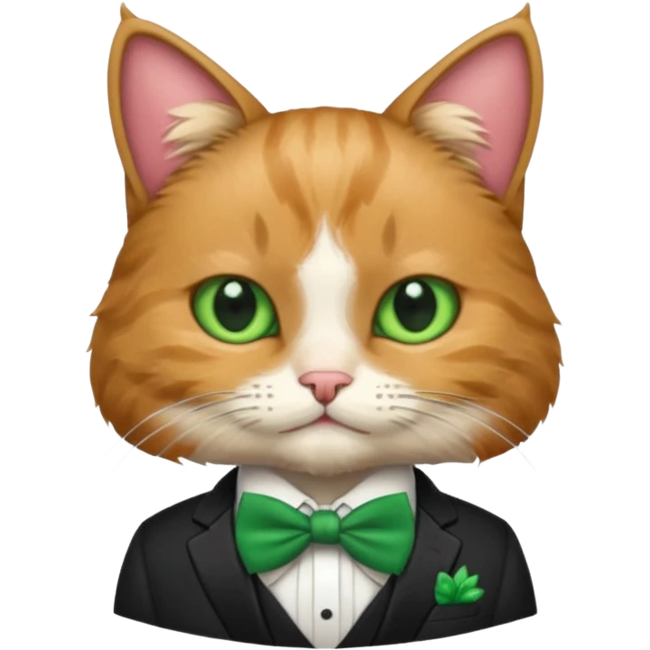 cat with suit and green bow tie emoji