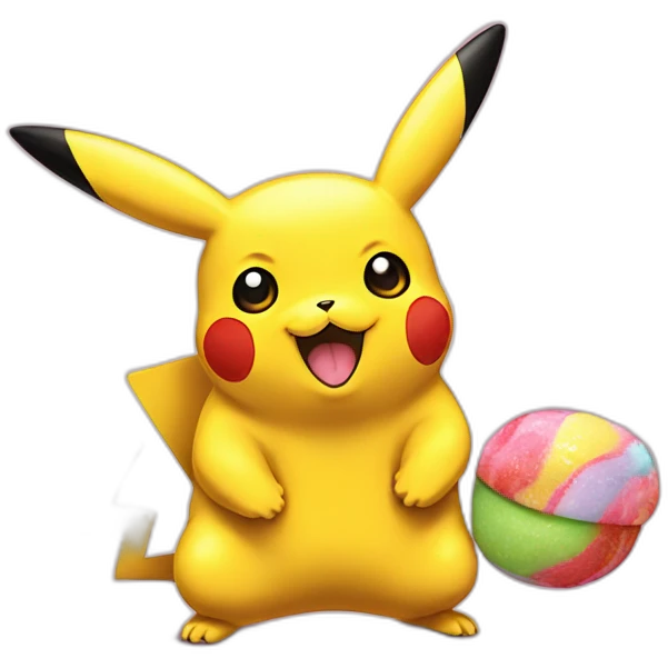 Pikachu avec un bonbon emoji