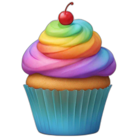 Happy cupcake with rainbow icing  emoji