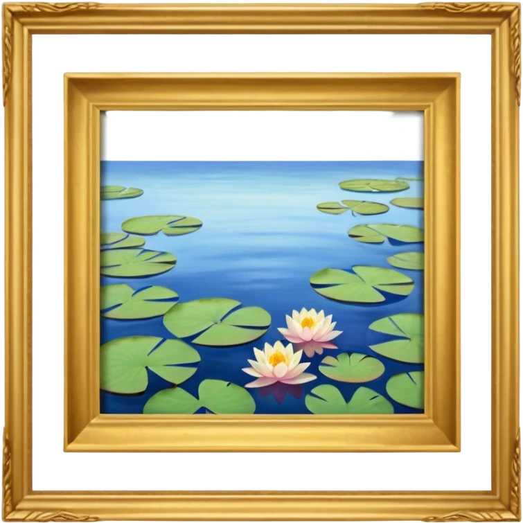 A gold picture frame with a Monet style painting in it. emoji