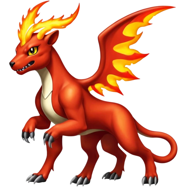 Badass cool shiny Houndoom-Charmeleon-Fakémon-hybrid-creature (full body)  emoji