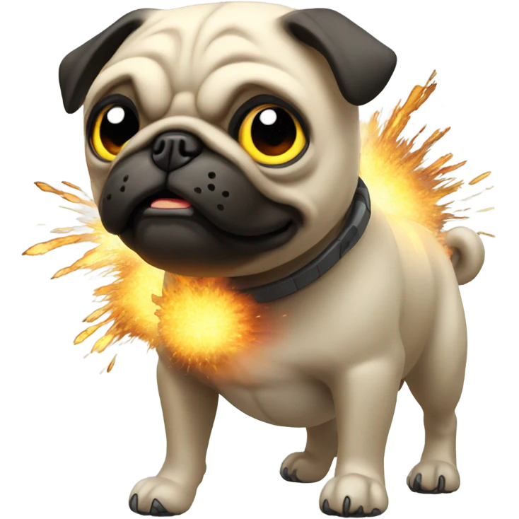 Robotic pug exploding emoji