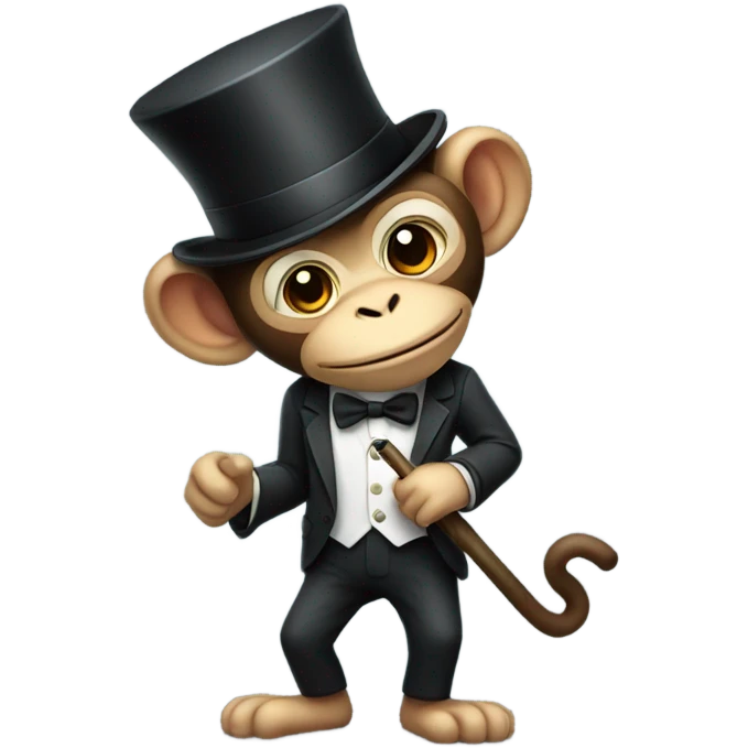 Monkey with a top hat in a suit with a cane emoji
