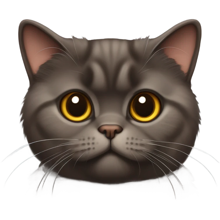 fluffy unimpressed looking deep chocolate brown british shorthair cat face and body emoji