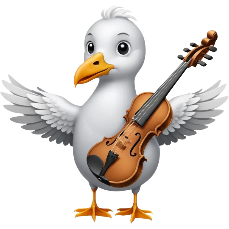 Seagull playing playing violin emoji