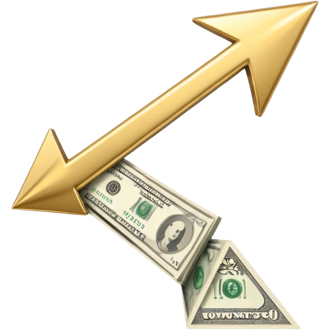 investment concept with upward arrow and money emoji