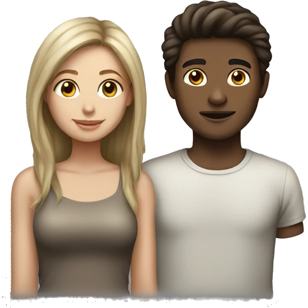 Dark brown hair girl dirty blonde boy couple emoji