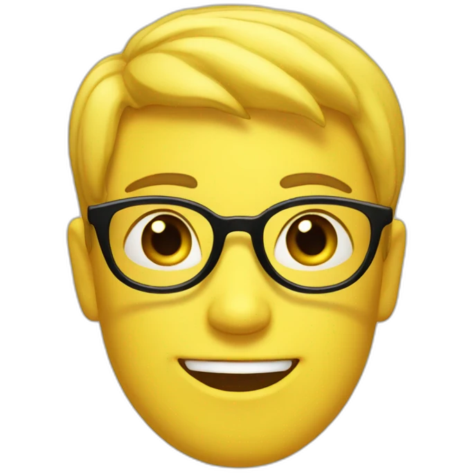 Yellow circle head With a cheerful expression with black eyes black glasses Hair on the head iOS version  emoji